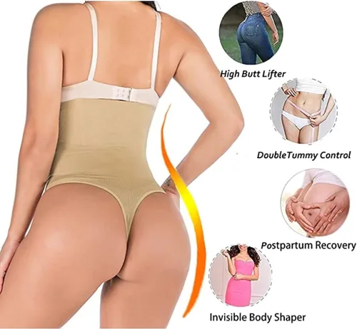 Vista 4 de ShaperQueen 102 Moldeador de cintura tipo tanga (entrepierna clásica y abierta) para mujer, entrenador de cintura, faja, control de abdomen