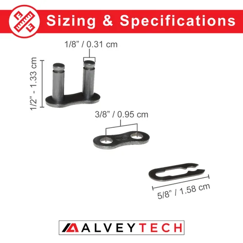 Vista 5 de AlveyTech #35 Chain Master Link - Compatible con Coleman SK100 Go-Kart, Baja Doodle Bug, Massimo MM-MB100 Mini Bike, Motovox MBX10/11 Mini Bikes