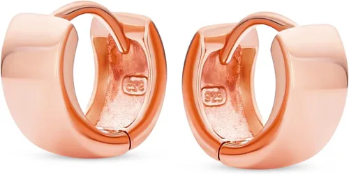 Vista 2 de Aretes de aro anchos Kpop para mujer, con bisagra de oro de 14 quilates, chapado en oro rosa, plata de ley 925, Metal
