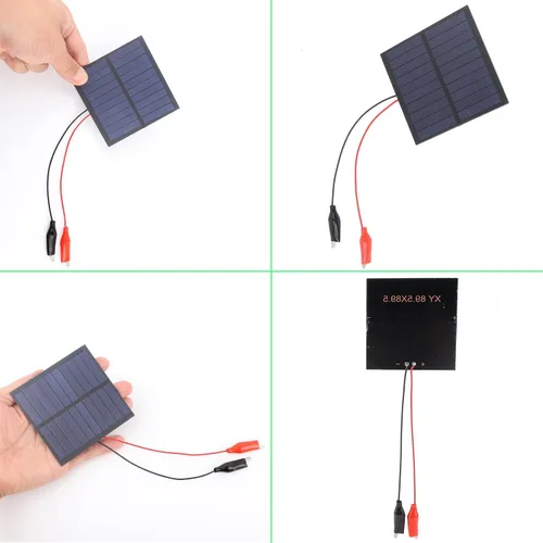Vista 5 de 5 paneles solares pequeños, 1 W, 5 V, 200 mA, mini panel solar fotovoltaico de células solares con clip de alambre de 3.524 in x 3.524 in