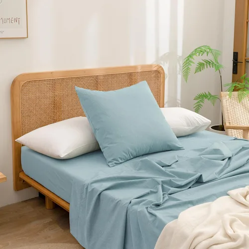 Vista 47 de BESTOUCH 100% Algodón Lavado Funda de Almohada para Cabello y Piel, Sensación de Lino, Suave, Cómoda, Transpirable, Juego de 2 Fundas de Almohada