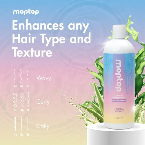 Vista 3 de MopTop Acondicionador sin enjuague para cabello natural, fino, grueso, ondulado, rizado y rizado natural, hidratante antiencrespamiento