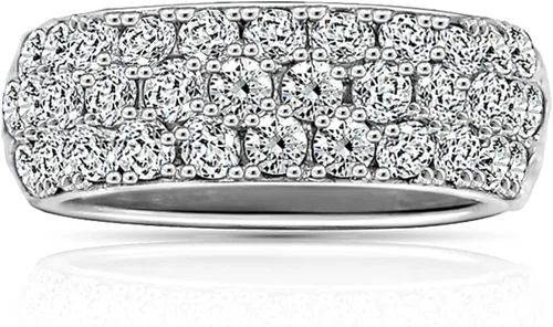 Vista 9 de Tienda Collection Platinum or Gold Plated 3-Row Round-Cut Pave Band Ring Set with Infinite Elements Zirconia