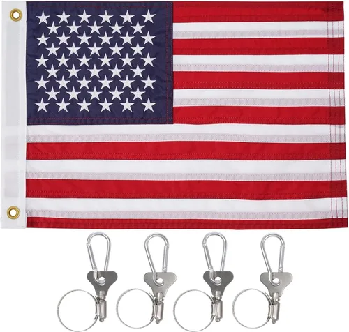 Vista 25 de SYII Bandera estadounidense de 12 x 18 pulgadas, bordado de 50 estrellas, enseña náutica, banderas de barco de Estados Unidos con 2 ojales de latón