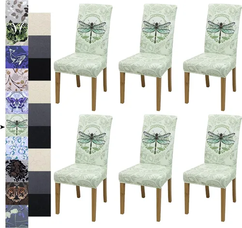 Vista 37 de Fundas para Sillas de Comedor, Juego de Fundas para Sillas de Comedor de 4 Piezas, Fundas Elásticas para Sillas de Cocina, Fundas para Sillas