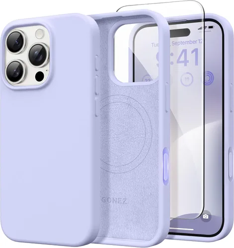 Vista 182 de GONEZ Funda magnética para iPhone 14, compatible con Magsafe, con protector de pantalla + protector de cámara, forro de microfibra antiarañazos