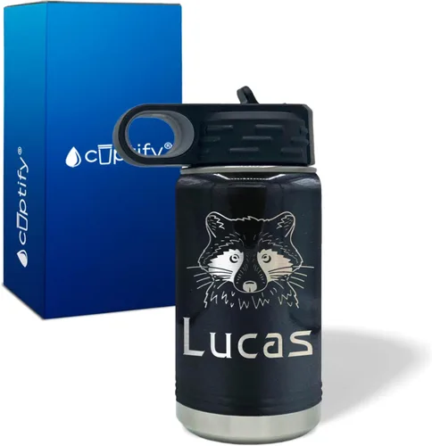 Vista 72 de Cuptify Botella de agua para niños personalizada con nombre en botella de agua aislada con anillo brillante verde de 12 onzas Verde brillante