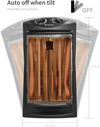 Vista 3 de Calentadores de espacio Comfort Zone para uso en interiores, calentador eléctrico portátil, termostato ajustable, calor infrarrojo, calentador