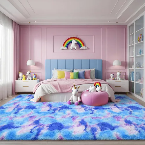 Vista 8 de AROGAN Alfombras suaves de 2 x 4 pies para dormitorio, alfombra mullida de felpa, alfombra peluda que no desprende para guardería, habitación