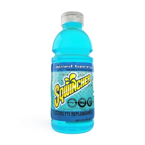 Vista 4 de Botella de repuesto, Sqwincher, con electrolitos, listo para tomar, de boca ancha., FRUIT PUNCH, 24 Low calorie electrolyte drink, ready-to-drink