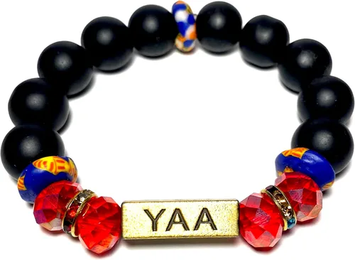 Vista 8 de Pulseras africanas tradicionales con nombre nacido en el día para mujeres de Ghana, materiales naturales, ajuste cómodo y holgado