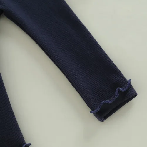Vista 7 de Karuedoo - Mallas de punto de algodón suave con volantes para bebé color liso pantalones largos
