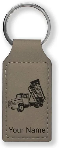 Vista 20 de LaserGram Llavero rectangular, camión volquete, grabado personalizado incluido