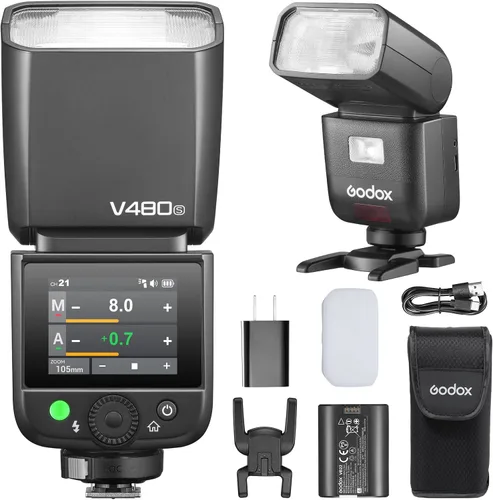 Vista 11 de Godox V480C TTL Speedlite Flash para cámaras Canon, HSS 1/8000s, pantalla