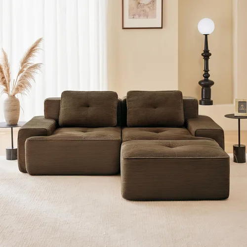 Vista 49 de Sofás modulares sin hueso de 152.8 pulgadas para sala de estar, sofá modular con diván en forma de L, cómodo asiento profundo tapizado de tela