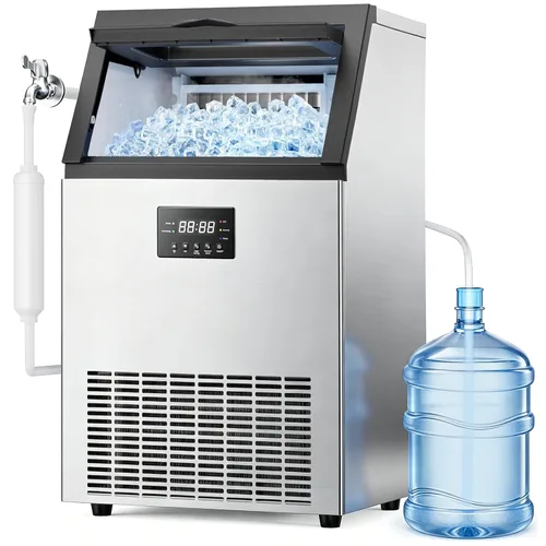 Vista 10 de Mojgar Máquina comercial para hacer hielo, 100 libras/24 horas con almacenamiento de hielo de 33 libras, máquina de hielo debajo de la encimera