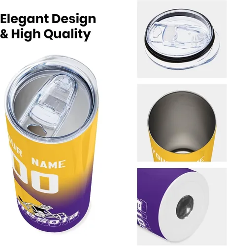 Vista 5 de Vasos personalizados aislados taza de café personalizada de acero inoxidable añade tu número de nombre, regalos para fanáticos para hombres y mujeres