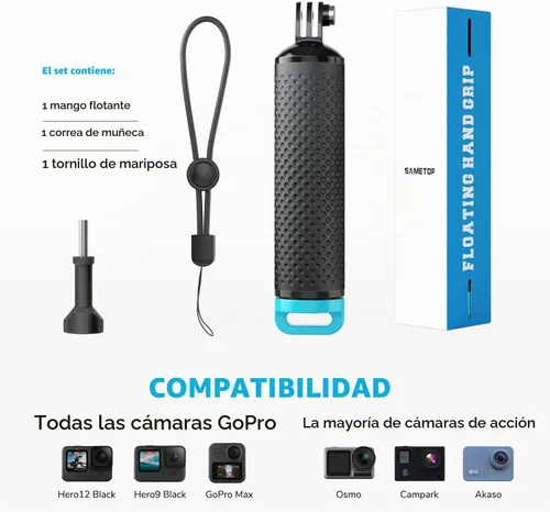 Vista 4 de Floating Hand Grip Waterproof Stick Handle Accessories for GoPro Azul