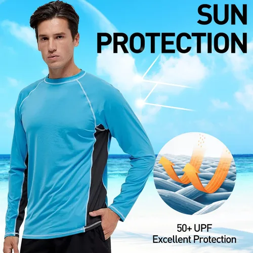 Vista 2 de Arcweg Rash Guard - Camiseta de natación de manga larga para hombre, camiseta de buceo