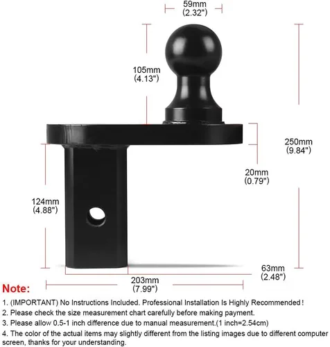 Vista 5 de Enganches de remolque de cuello de cisne compatibles con bola de giro, extensor de bola de desplazamiento de 4 pulgadas, enganche resistente