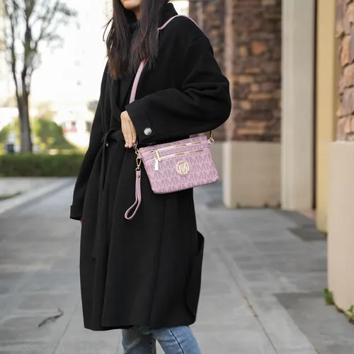 Vista 3 de MKF - Bolso cruzado para mujer, correa para la muñeca, bolso de hombro de piel sintética, bolso de bolsillo pequeño, color negro