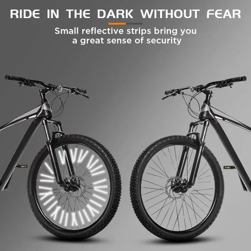 Vista 6 de Reflector de radios para bicicleta, reflectores de radios de bicicleta de visibilidad de 360°, clips reflectantes impermeables para bicicletas