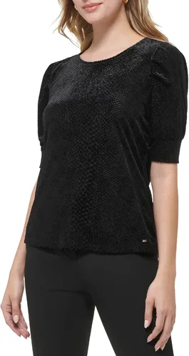 Vista 3 de Women's Work Floral Short Puff Sleeve Sportswear Knit Tops