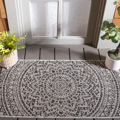 Vista 19 de SAFAVIEH Alfombra lavable al aire libre Courtyard Collection - 2'3" x 5', marfil y verde, no desprende pelusa y fácil limpieza, ideal para patio