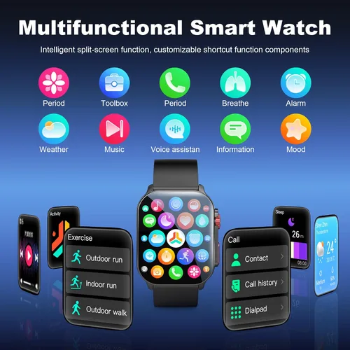 Vista 4 de IMIKI Frame 2 Reloj inteligente AMOLED de 2.01 pulgadas, pantalla siempre encendida, batería de 15 días, más de 100 modos deportivos, monitor