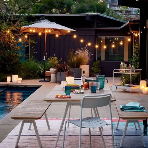 Vista 5 de ZYK Guirnalda de luces solares LED impermeables para interiores y exteriores, con 25 bombillas, luces de patio de 27 pies para terraza, patio