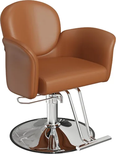 Vista 17 de Silla de salón profesional Baasha completamente negra, silla de estilo hidráulica de lujo con cuero PU suave, cojín de espuma de alta densidad, giro