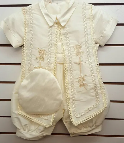 Vista 2 de Newdeve - Conjunto de bautizo para bebés y niños color marfil