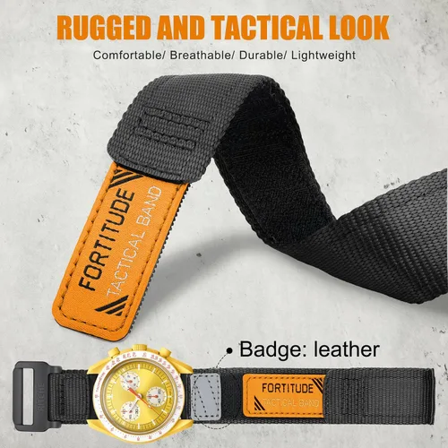 Vista 2 de Ritche Correa de nailon de liberación rápida de 0.78 pulgadas para hombre, compatible con Omega Speedmaster, Seamaster, Railmaster, Mission to the