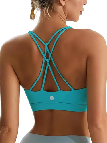 Vista 64 de Brasieres deportivos para mujer, con relleno, tipo camiseta sin mangas, sexis, con espalda cruzada, de alto impacto, largos, ideales para practicar