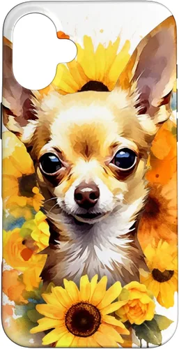 Vista 23 de Chihuahua Dog Watercolor Funda de girasol Chihuahua para iPhone 17