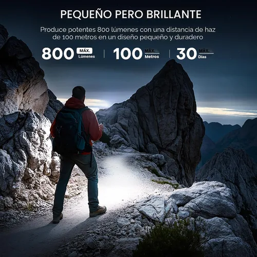 Vista 6 de Linterna EDC recargable, linterna pequeña de 800 lúmenes con clip magnético y base, linterna LED de 11 modos, rompedor de vidrio y abridor