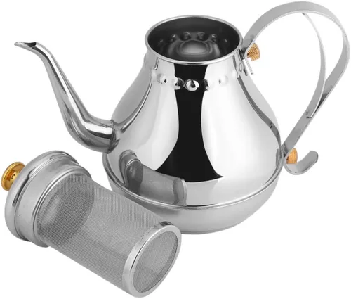 Vista 10 de Fdit Tetera de acero inoxidable con filtro de té de 1,2 litros, con fuego o inducción
