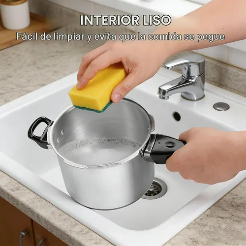 Vista 7 de DOITOOL Olla a presión de aluminio 16cm/6.3 pulgadas fondo pequeña olla a presión para estufa de gas e inducción para cocina casera, plateado
