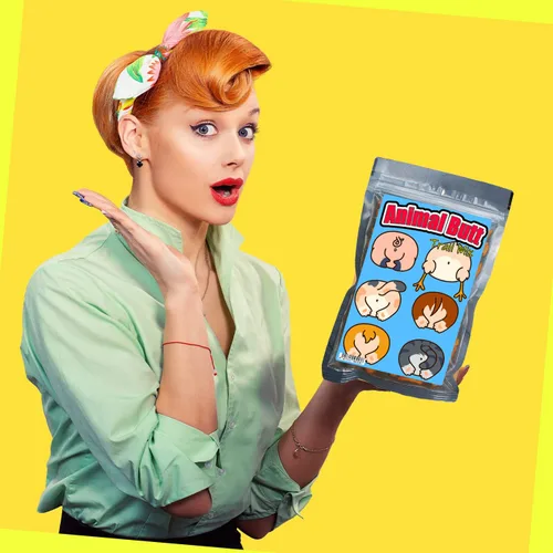 Vista 2 de Animal Butt Trail Mix - Divertida mezcla de aperitivos para niños y adultos - Ideas de regalo para amantes de los animales - Pollo para perros