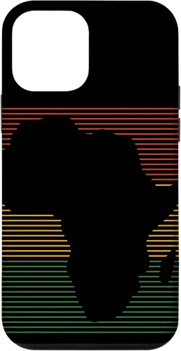 Vista 12 de Funda para iPhone 12 Pro Max Africa Silhouette, con líneas onduladas, color negro y mes de la historia