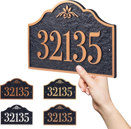 Vista 8 de Placa de dirección personalizada, placa de letrero de número de casa tallada a mano, números de dirección personalizados para entrada exterior