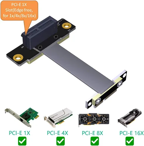 Vista 2 de HLT Cable de extensión PCI-e PCI Express 36PIN 1X de alta calidad (dirección vertical dual de 90 grados)