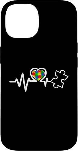 Vista 4 de Heart Puzzle Piece Heartbeat Cool Autism Awareness Case for iPhone 16