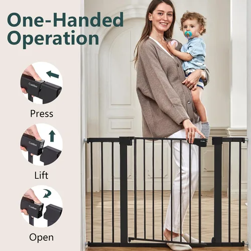 Vista 10 de Cumbor Puerta para bebés de 29.7 a 46 pulgadas para escaleras, ganadora de los premios Mom's Choice Awards - Puerta para perros con cierre