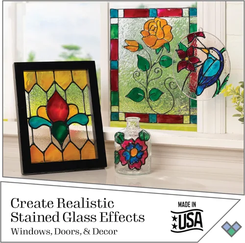 Vista 3 de Gallery Glass PROMOGGJL22 - Kit de pintura de cristal de colores de joyas, juego de pintura de vidrio de 8 piezas para manualidades y manualidades