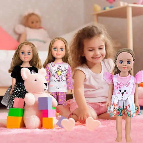 Vista 9 de MSYO 10 piezas de ropa de muñeca, ropa de muñeca de 18 pulgadas, ropa de muñeca de bebé, para muñecas de 16 a 18 pulgadas, vestidos florales