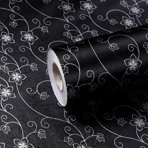 Vista 7 de TAOGIFT Papel adhesivo de vinilo para despegar y pegar, papel de contacto de rama negra, papel tapiz decorativo extraíble para gabinetes
