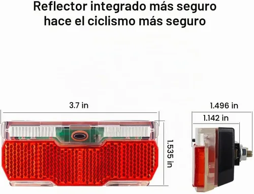 Vista 5 de Luz trasera para portabicicletas con 2 modos constante e intermitente, luz trasera de bicicleta fácil de instalar en el estante de carga, ajuste