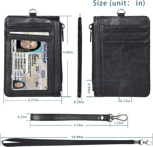 Vista 6 de Teskyer - Cartera minimalista delgada, soporte para tarjetas de crédito con bloqueo RFID, compartimento frontal de piel para documentos