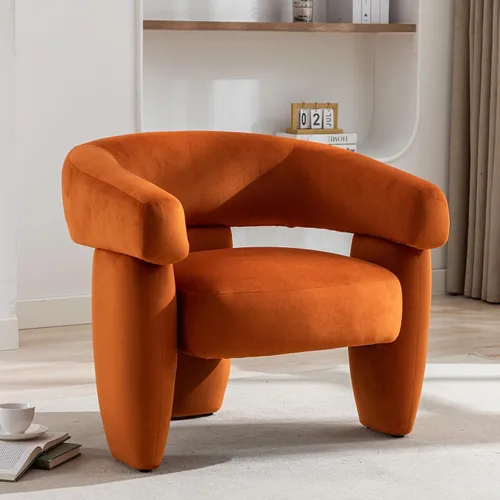 Vista 7 de Silla de barril moderna de mediados de siglo, tipo Accent, cómoda, tapizada, redonda, con diseño de montaje, sillón de salón de estilo Sherpa Boucle